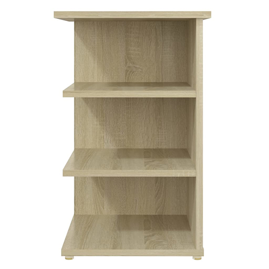 Bardia Wooden Side Table With 3 Shelves In Sonoma Oak