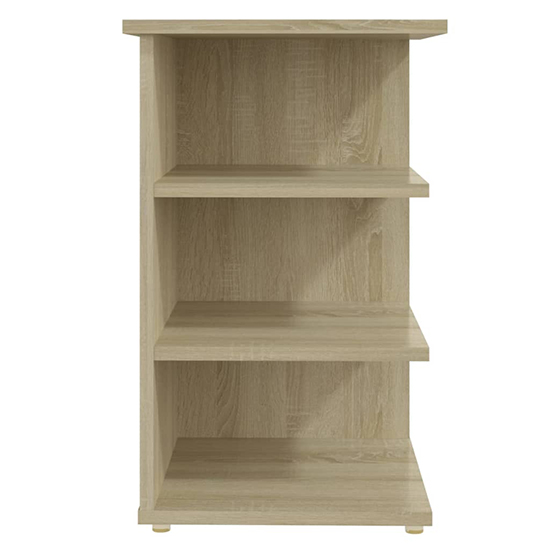 Bardia Wooden Side Table With 3 Shelves In Sonoma Oak