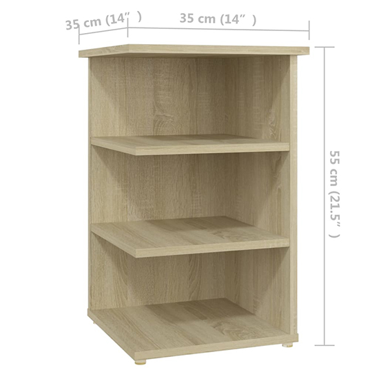 Bardia Wooden Side Table With 3 Shelves In Sonoma Oak