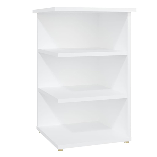 Bardia Wooden Side Table With 3 Shelves In White