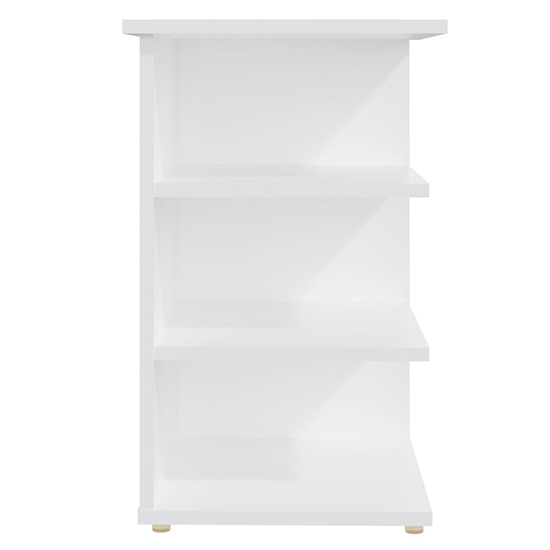 Bardia Wooden Side Table With 3 Shelves In White