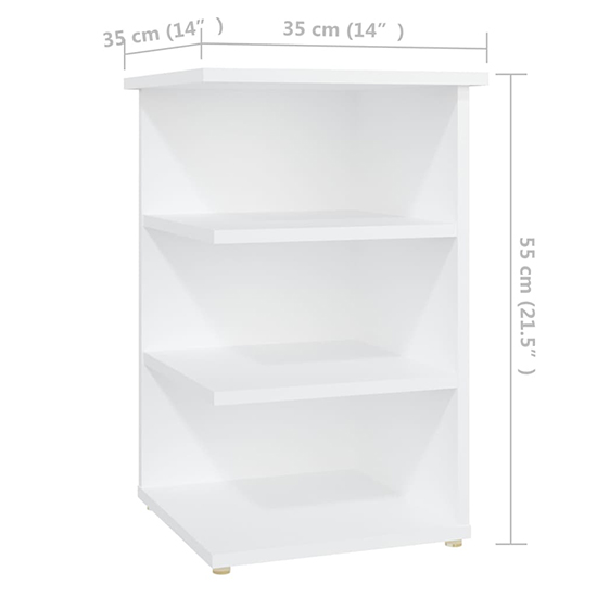 Bardia Wooden Side Table With 3 Shelves In White_5