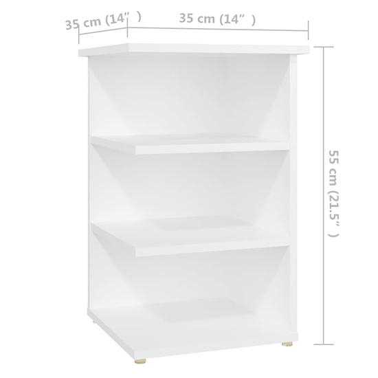Bardia Wooden Side Table With 3 Shelves In White