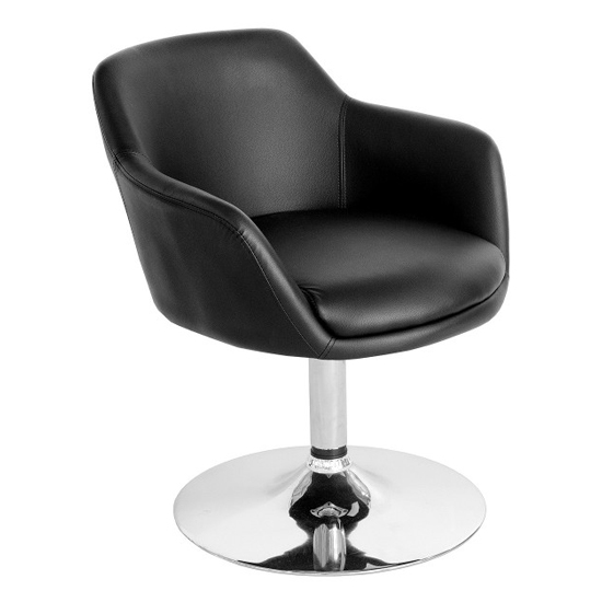 Photo of Bardwell swivel faux leather dining chair in black