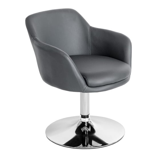 Photo of Bardwell swivel faux leather dining chair in grey