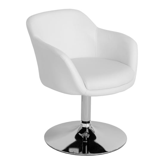 Photo of Bardwell swivel faux leather dining chair in white