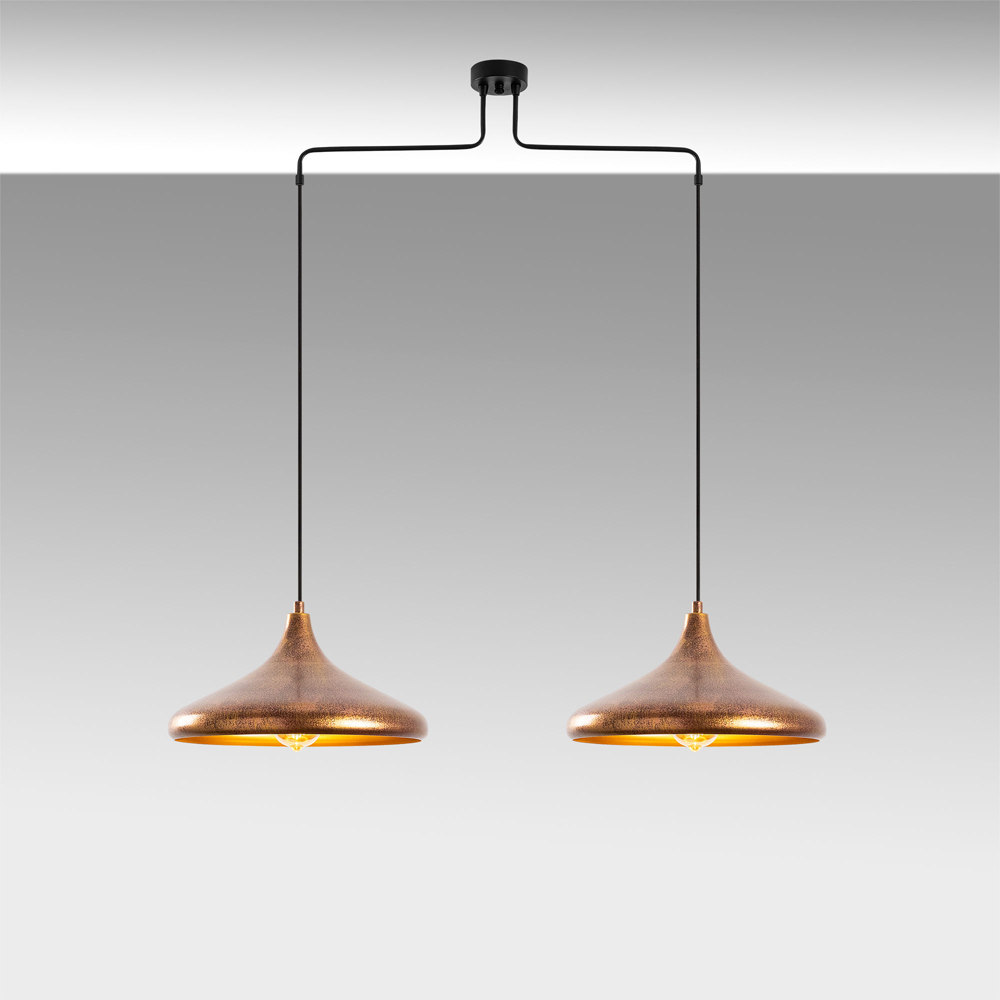 Barek Metal Double Ceiling Pendant Light in Patina