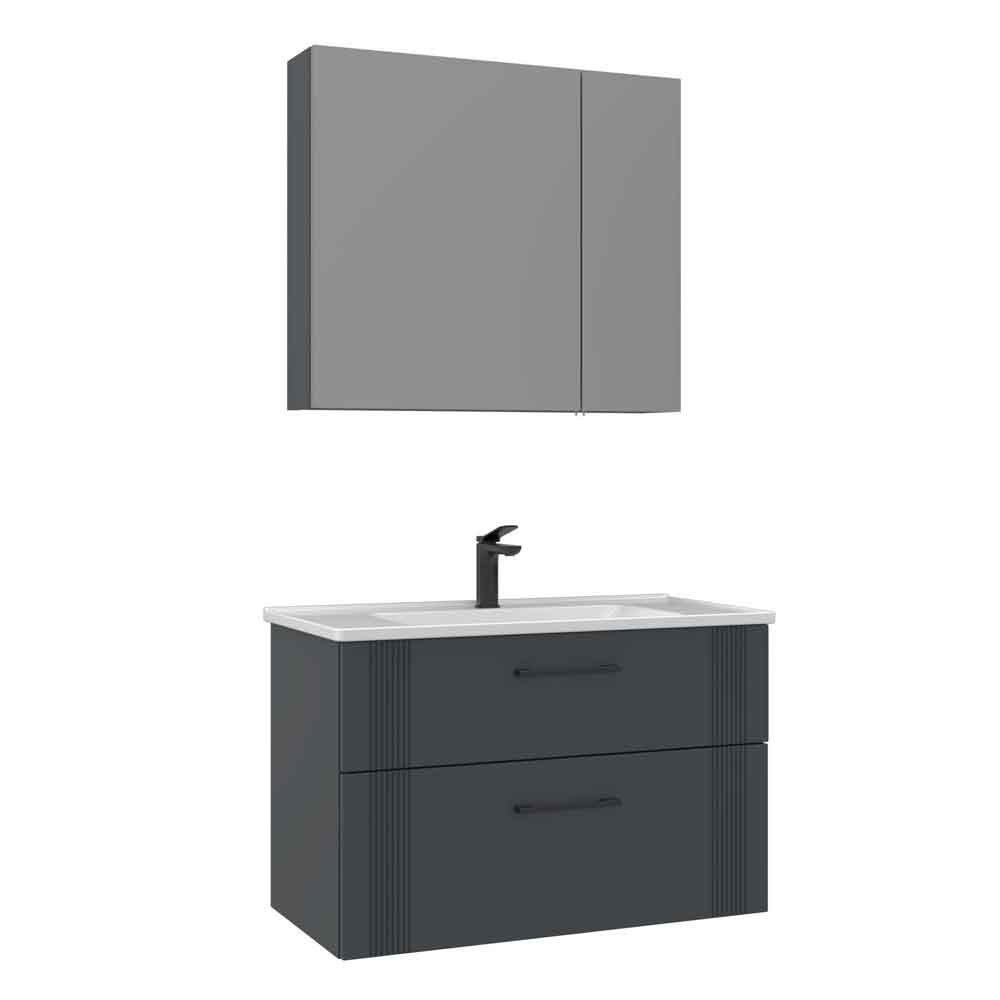 Bari Large Wooden Bathroom Furniture Set with 2 Doors 2 Drawers in Anthracite