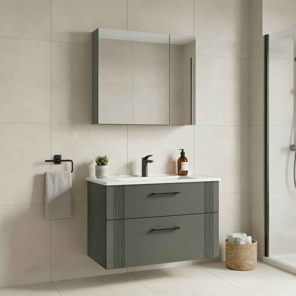 Bari Large Wooden Bathroom Furniture Set with 2 Doors 2 Drawers in Green