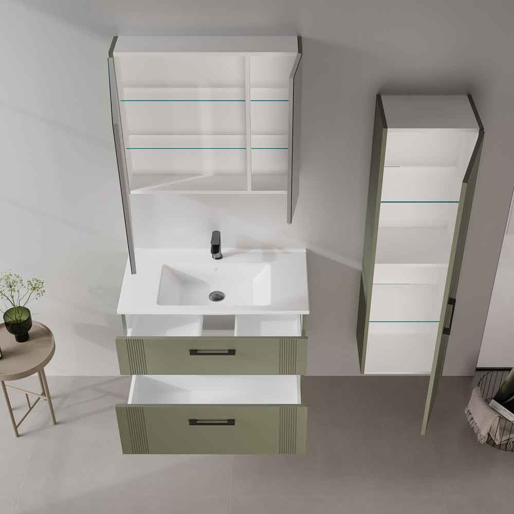 Bari Large Wooden Bathroom Furniture Set with 2 Doors 2 Drawers in Green