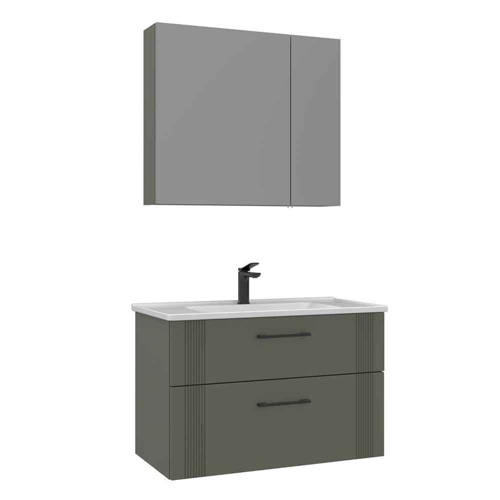 Bari Large Wooden Bathroom Furniture Set with 2 Doors 2 Drawers in Green