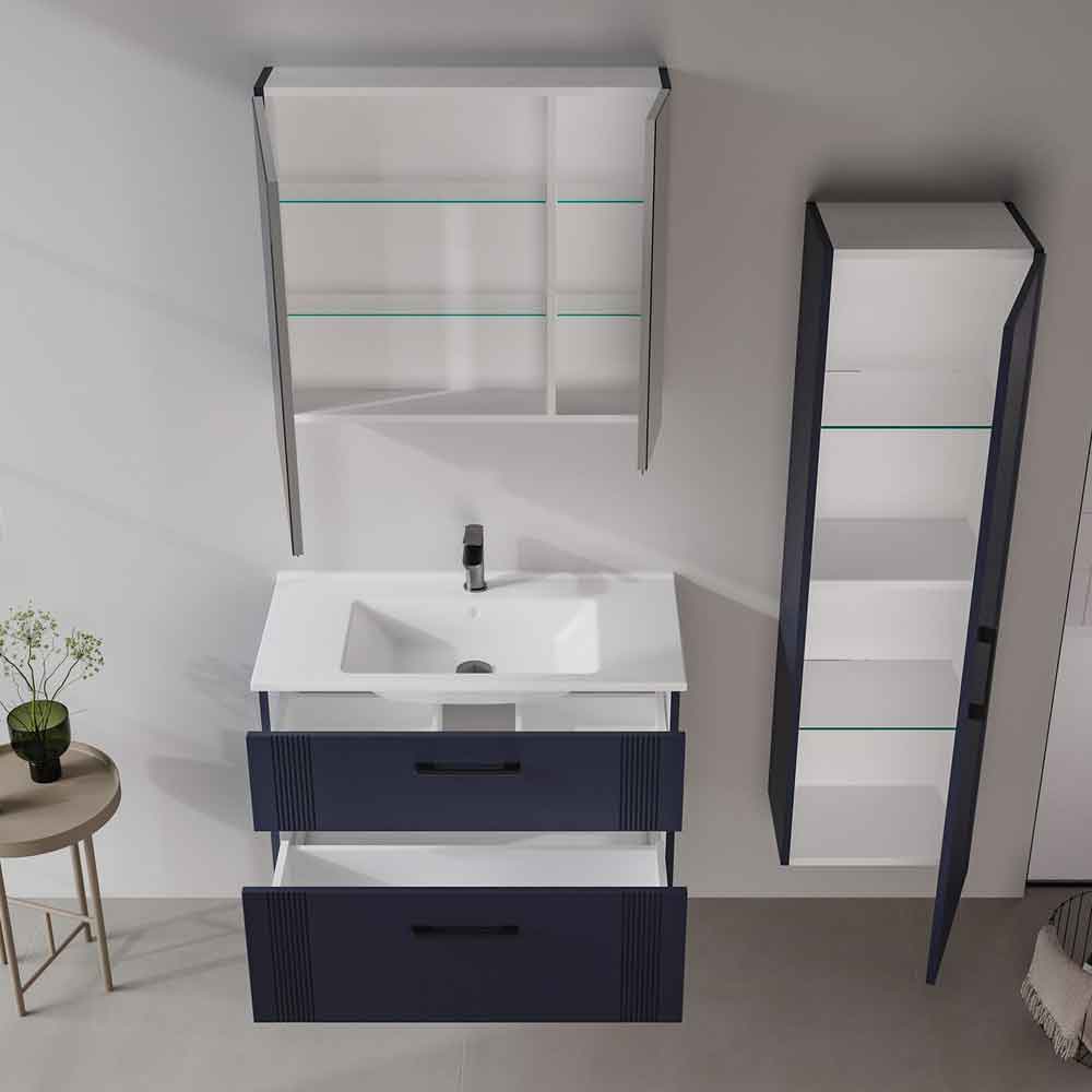 Bari Large Wooden Bathroom Furniture Set with 2 Doors 2 Drawers in Navy Blue