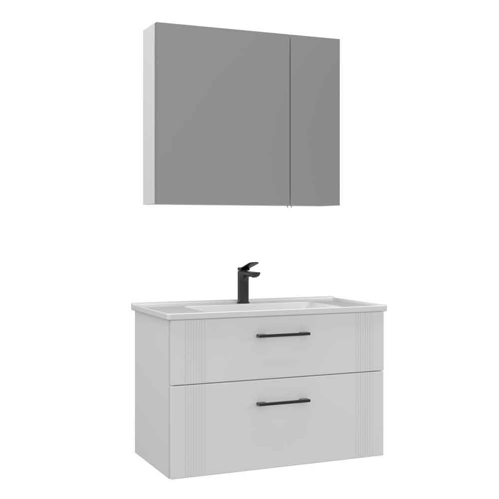 Bari Large Wooden Bathroom Furniture Set with 2 Doors 2 Drawers in White