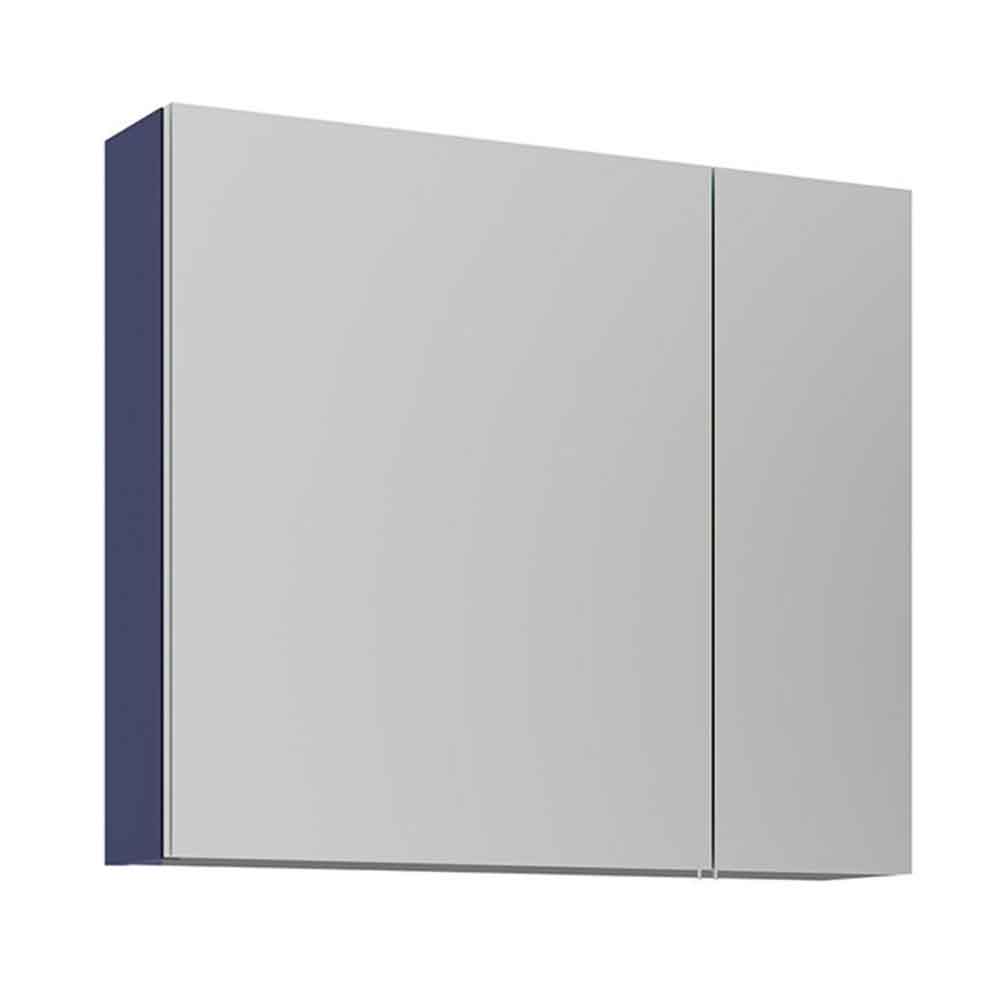 Bari Large Wooden Wall Mounted Bathroom Mirror Cabinet with 2 Doors in Navy Blue