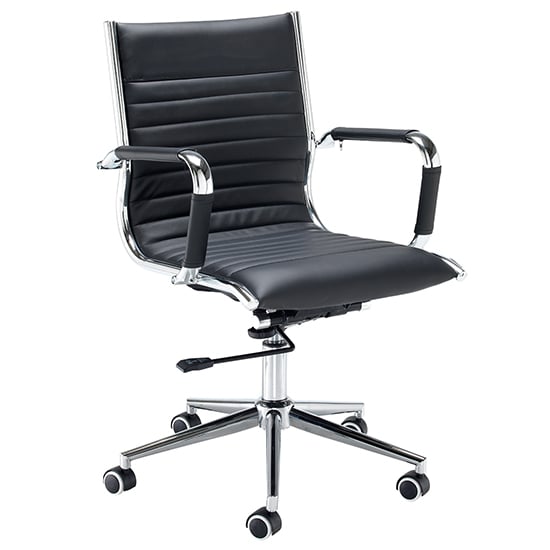 Bari Medium Back Faux Leather Executive Chair In Black_1