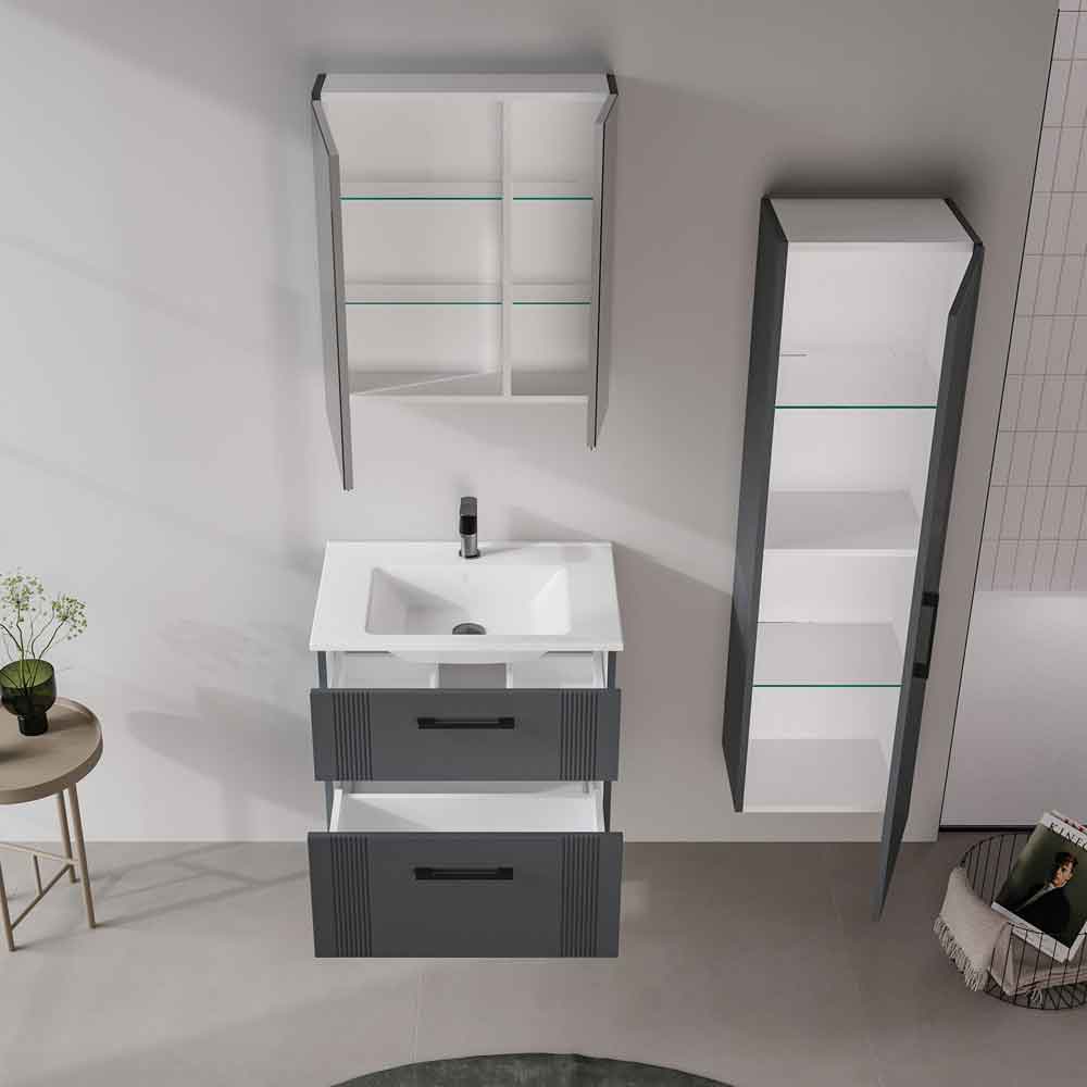 Bari Small Wooden Bathroom Furniture Set with 2 Doors 2 Drawers in Anthracite
