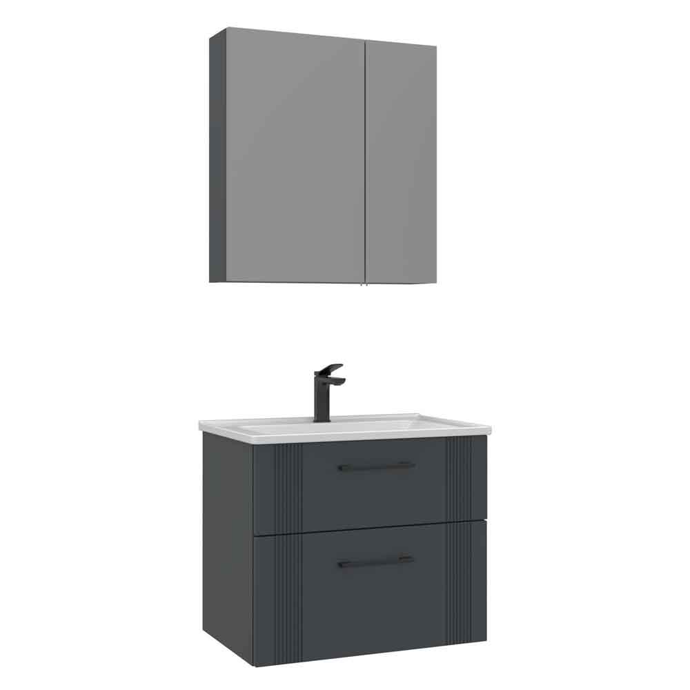 Bari Small Wooden Bathroom Furniture Set with 2 Doors 2 Drawers in Anthracite