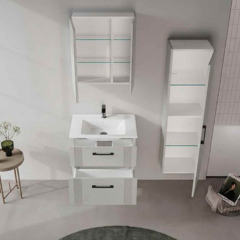 Bari Small Wooden Bathroom Furniture Set with 2 Doors 2 Drawers in Cashmere
