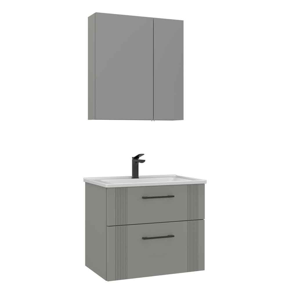 Bari Small Wooden Bathroom Furniture Set with 2 Doors 2 Drawers in Cashmere
