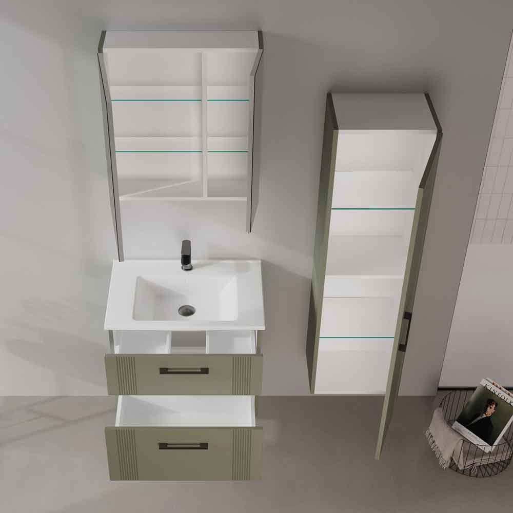 Bari Small Wooden Bathroom Furniture Set with 2 Doors 2 Drawers in Green