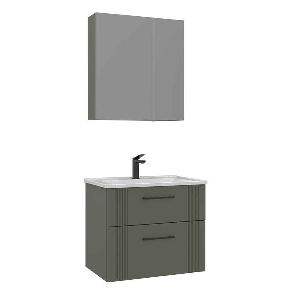 Bari Small Wooden Bathroom Furniture Set with 2 Doors 2 Drawers in Green