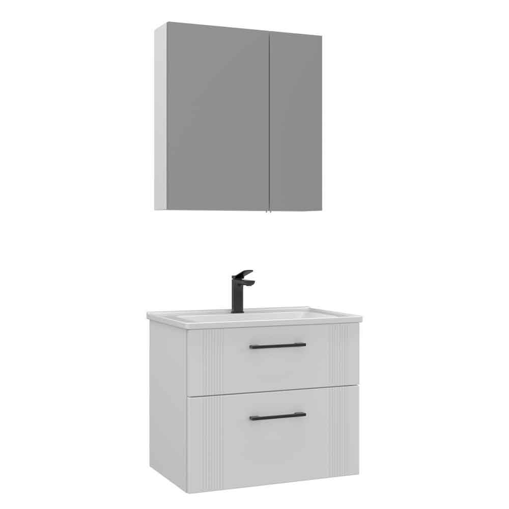 Bari Small Wooden Bathroom Furniture Set with 2 Doors 2 Drawers in White