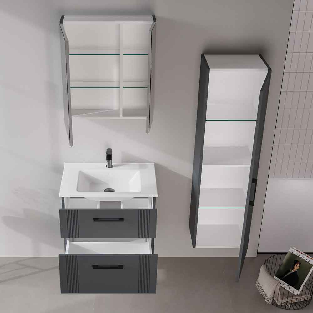 Bari Tall Wooden Bathroom Storage Cabinet in Anthracite