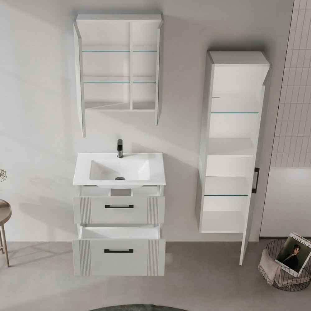 Bari Tall Wooden Bathroom Storage Cabinet in Cashmere