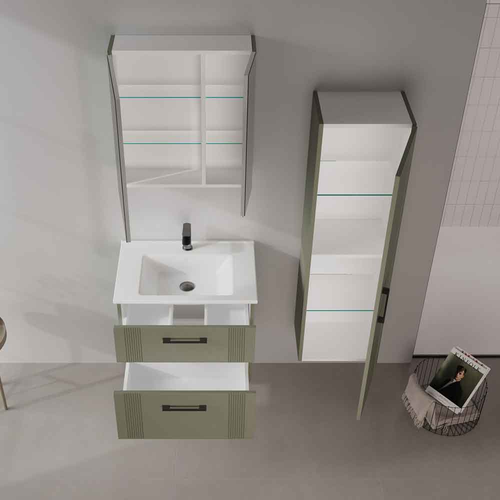 Bari Tall Wooden Bathroom Storage Cabinet in Green