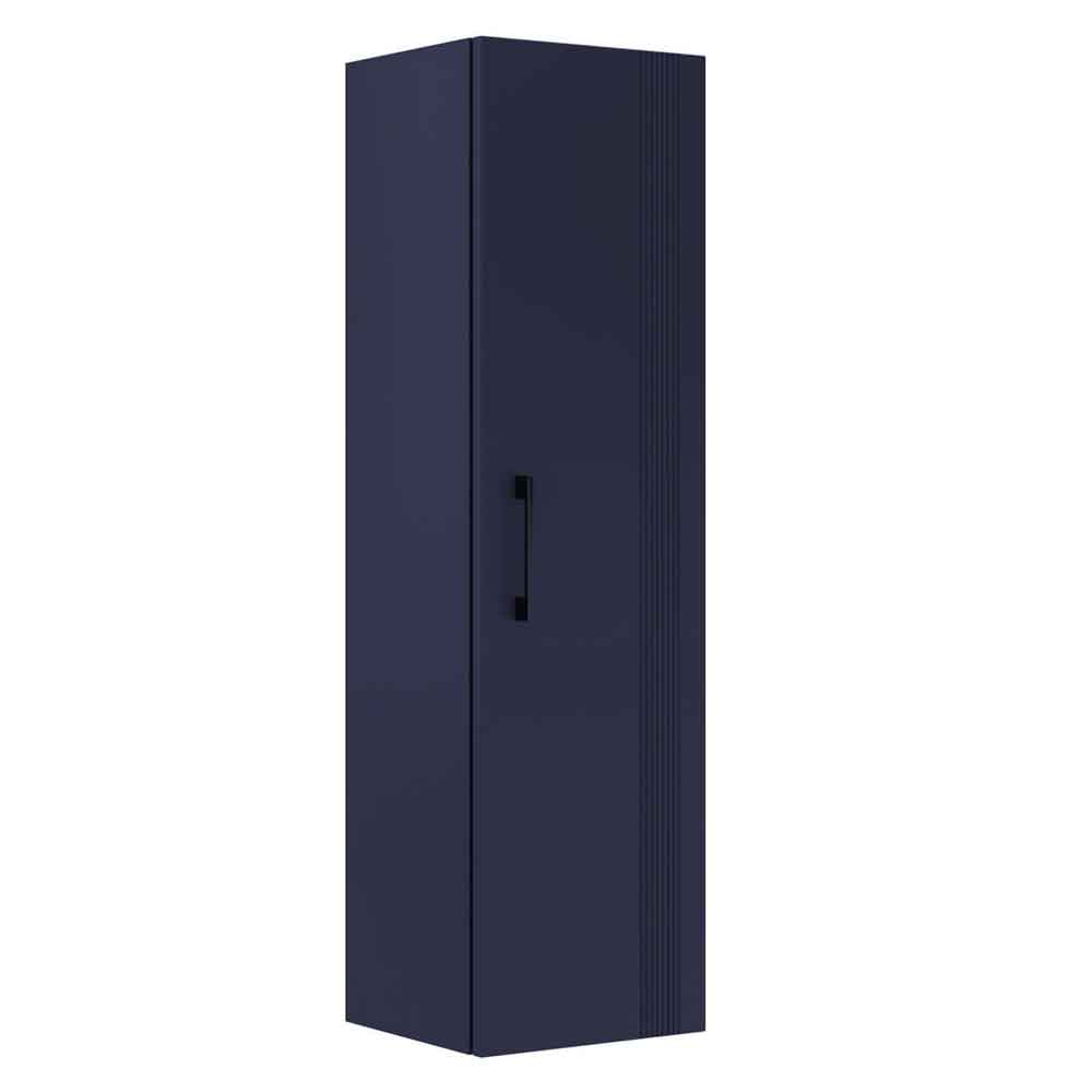 Bari Tall Wooden Bathroom Storage Cabinet in Navy Blue