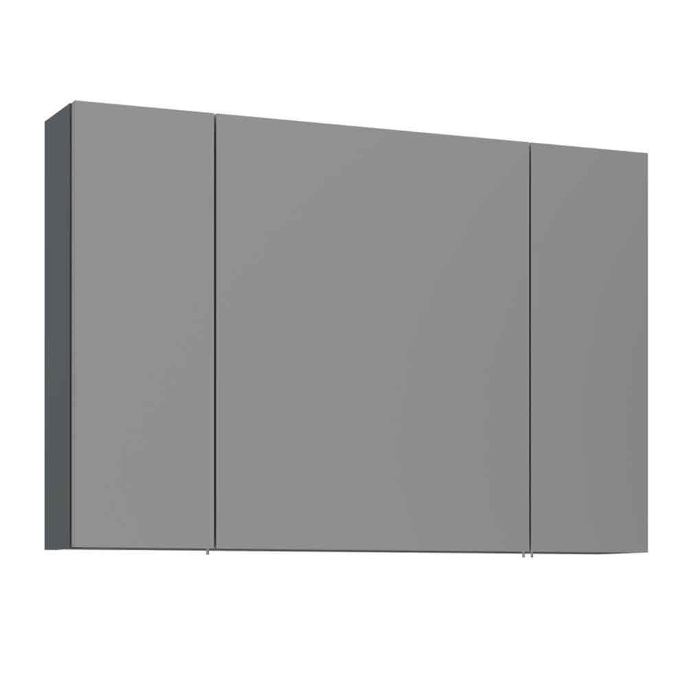 Bari Wooden Wall Mounted Bathroom Mirror Cabinet with 3 Doors in Anthracite