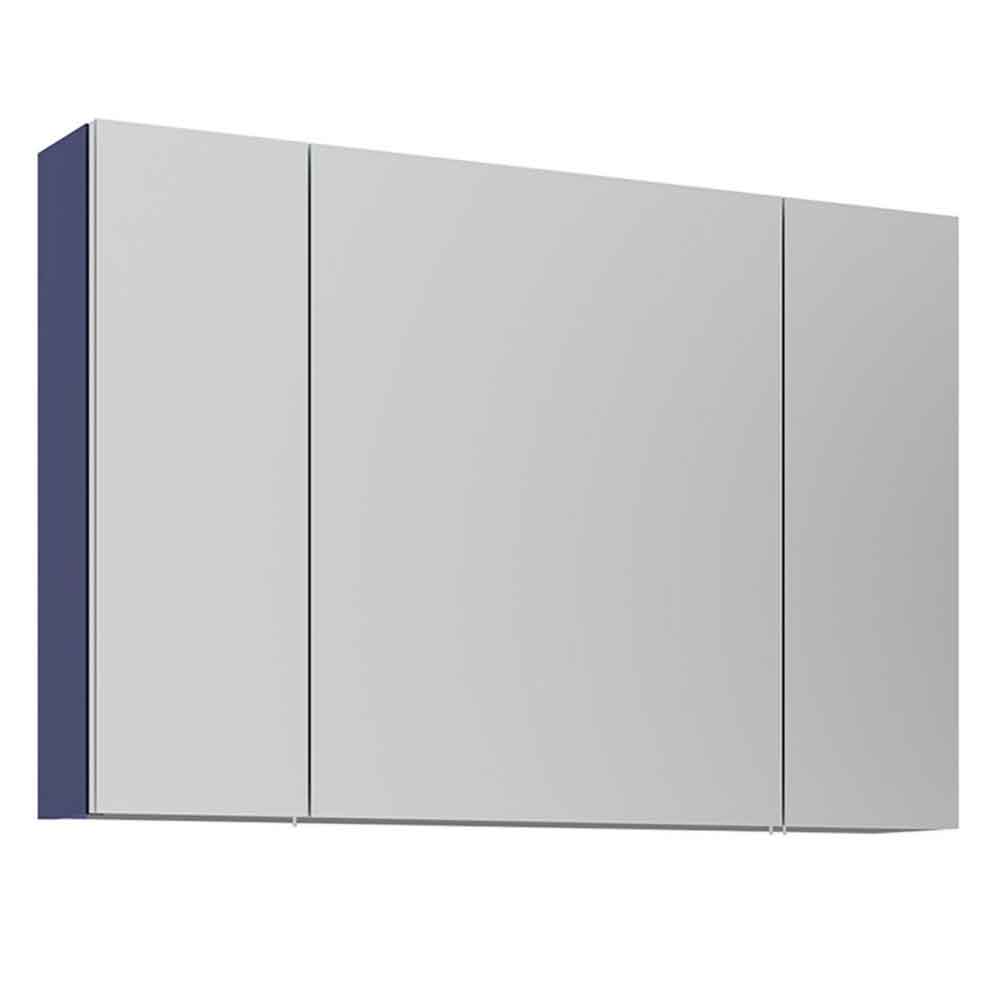 Bari Wooden Wall Mounted Bathroom Mirror Cabinet with 3 Doors in Navy Blue