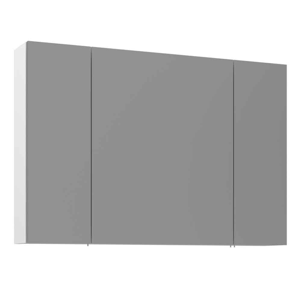 Bari Wooden Wall Mounted Bathroom Mirror Cabinet with 3 Doors in White