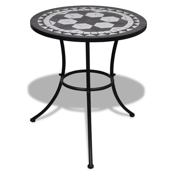 Barkla Mosaic Bistro Table In Black And White_1