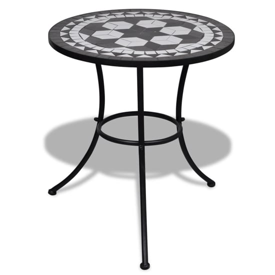 Product photograph of Barkla Mosaic Bistro Table In Black And White from Furniture in Fashion