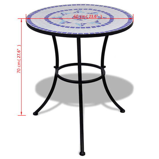 Barkla Mosaic Bistro Table In Blue And White