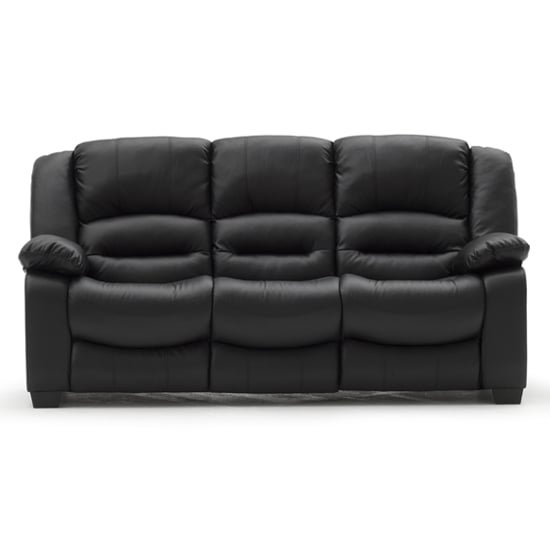 Barletta Upholstered Leather 3 Seater Sofa In Black