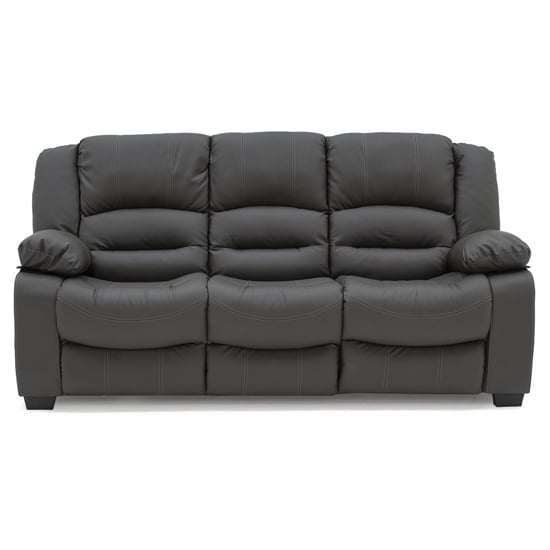 Barletta Upholstered Leather 3 Seater Sofa In Grey
