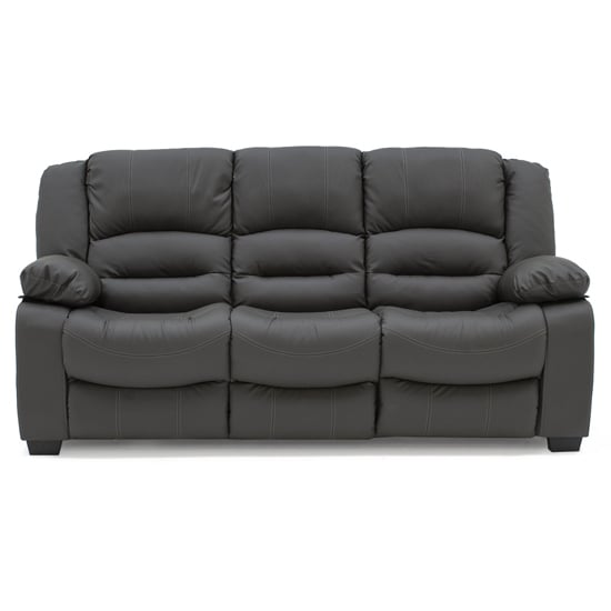 Read more about Barletta upholstered leather 3 seater sofa in grey