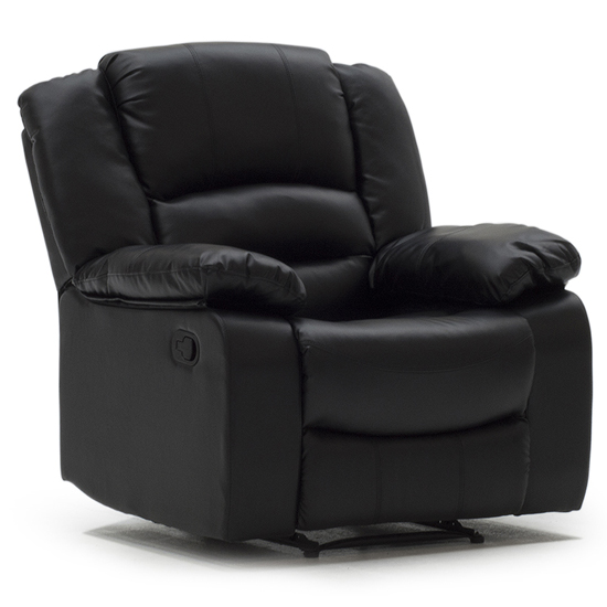 Barletta Upholstered Recliner Leather Armchair In Black