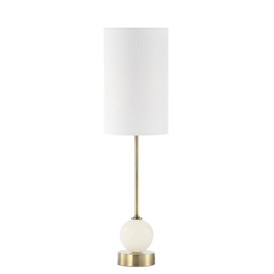 Barletta White Linen Shade Table Lamp With Antique Brass Metal Base thumbnail