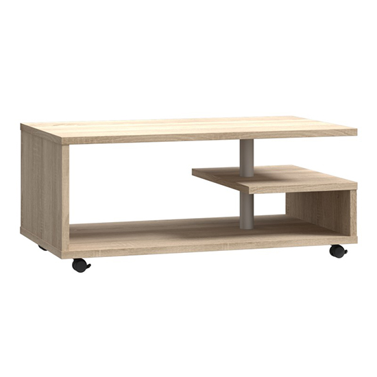 Barletta Wooden G-Shape Coffee Table In Sonoma Oak