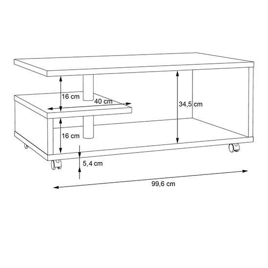Barletta Wooden G-Shape Coffee Table In Antique Oak