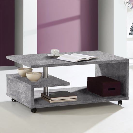 Read more about Barletta wooden g-shape coffee table in concrete grey