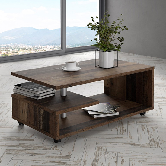 Product photograph of Barletta Wooden G-shape Coffee Table In Old Vintage Wood from Furniture in Fashion