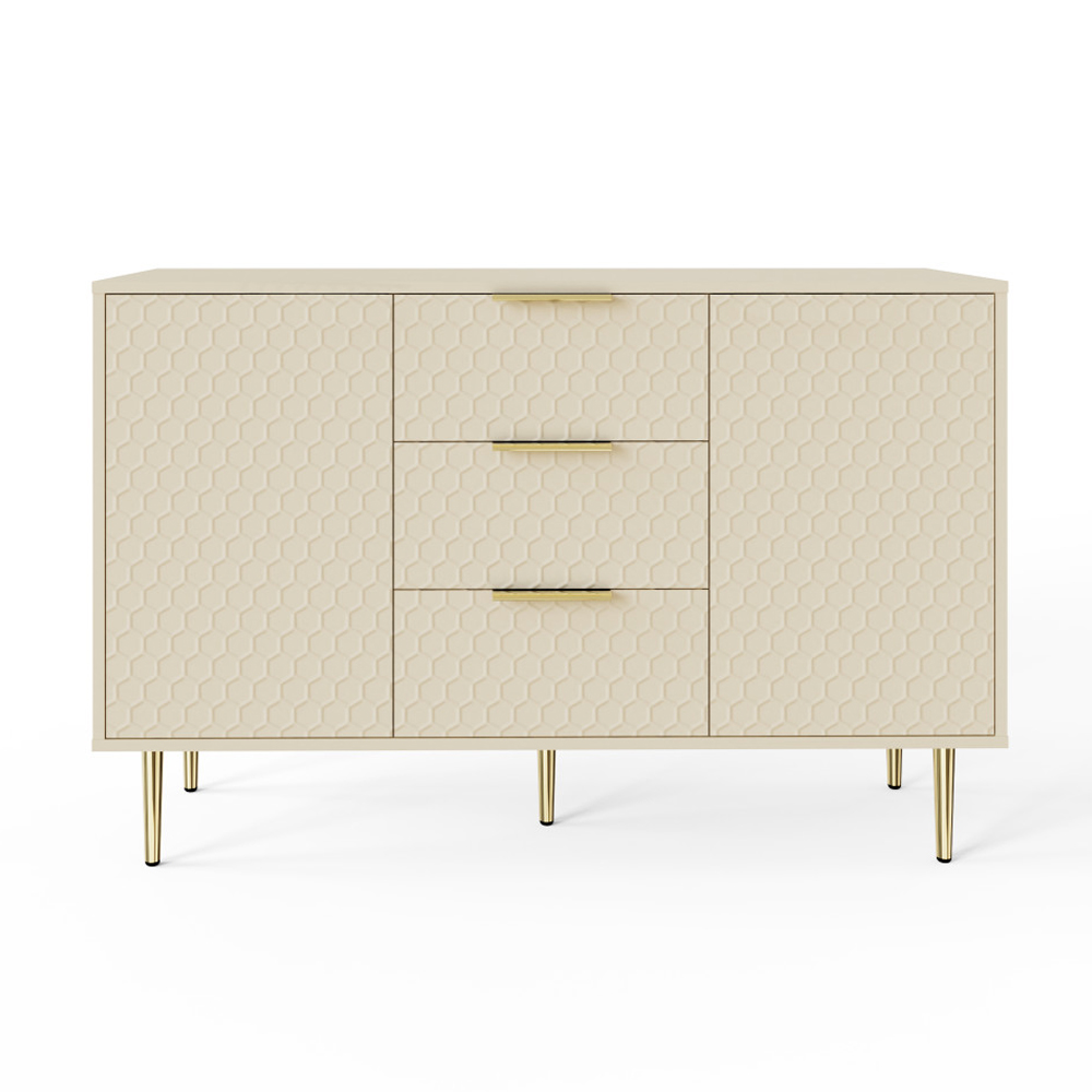 Barlon Wooden Sideboard with 2 Doors 3 Drawers in Ivory