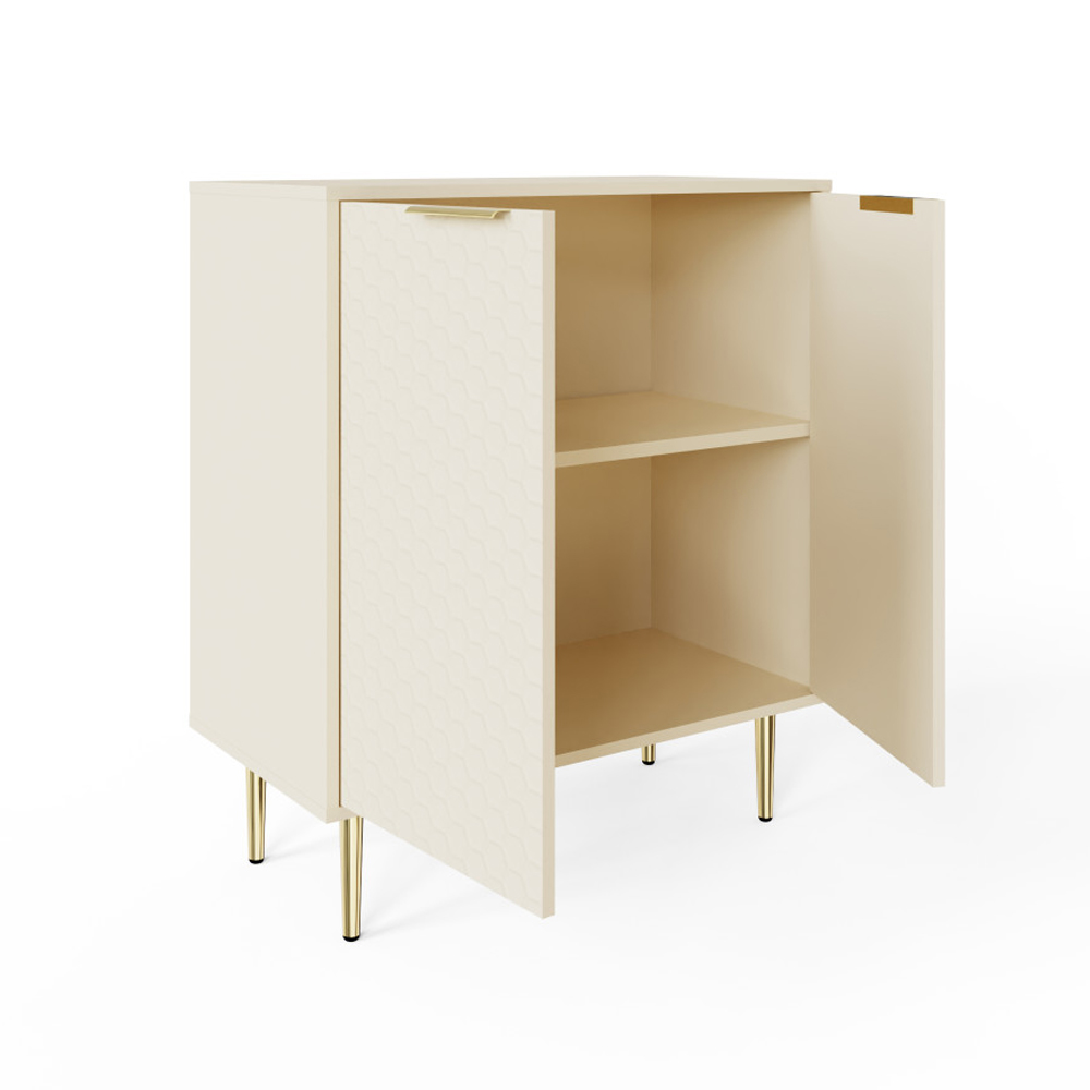 Barlon Wooden Storage Cabinet with 2 Doors in Ivory