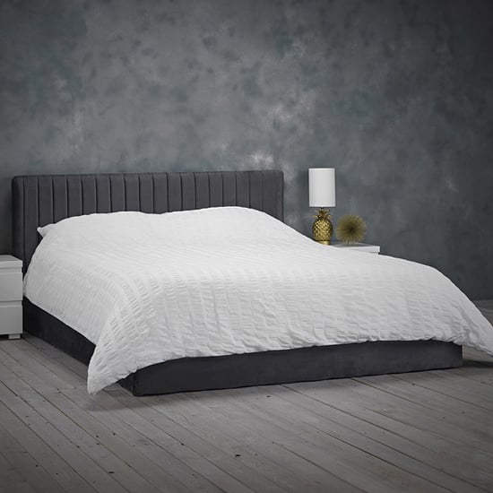 Product photograph of Barlyn Velvet Double Bed In Silver from Furniture in Fashion