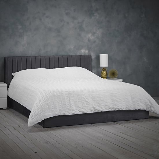 Barlyn Velvet Double Bed In Silver