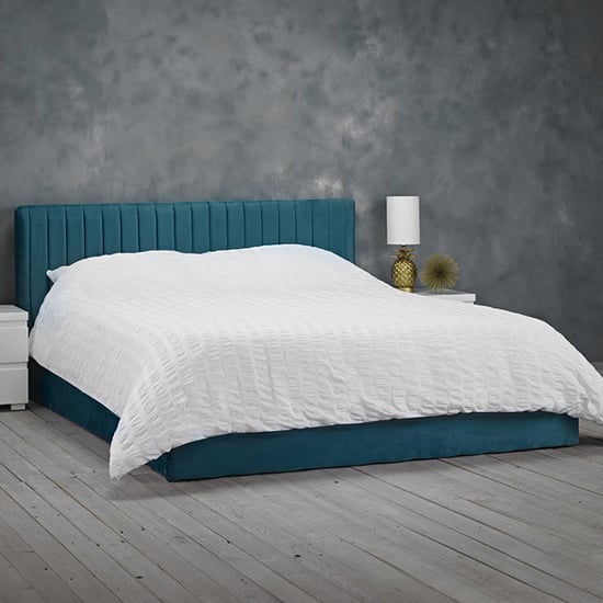 Photo of Barlyn velvet king size bed in teal